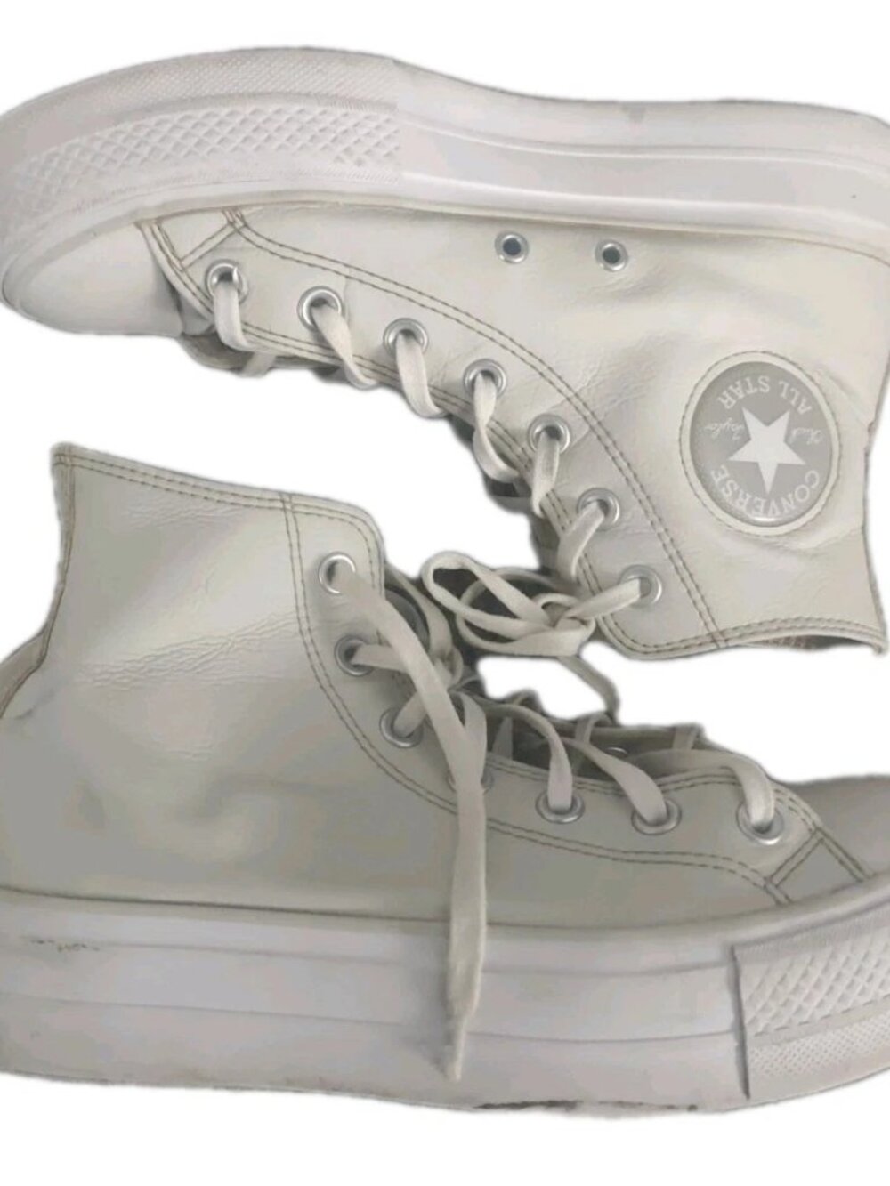 Converse Chuck Taylor All Star Platform Cream/White Leather Sneakers Size 8